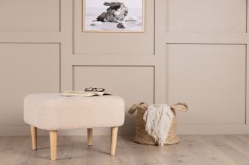 Imagine Salina Ottoman/Pouf - Oaklook / White Fleece