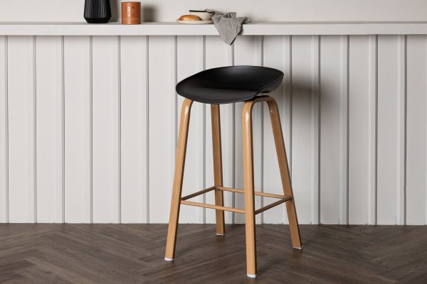 Imagine Decatur Bar Chair - Aspect lemn de stejar / PP negru