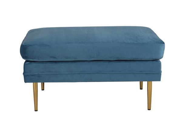 Imagine Translați complet Boom Ottoman - Brass / Blue Velvet