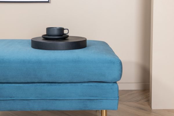 Imagine Translați complet Boom Ottoman - Brass / Blue Velvet