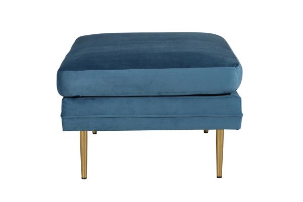 Imagine Translați complet Boom Ottoman - Brass / Blue Velvet