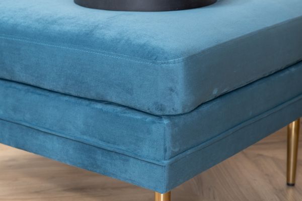 Imagine Translați complet Boom Ottoman - Brass / Blue Velvet