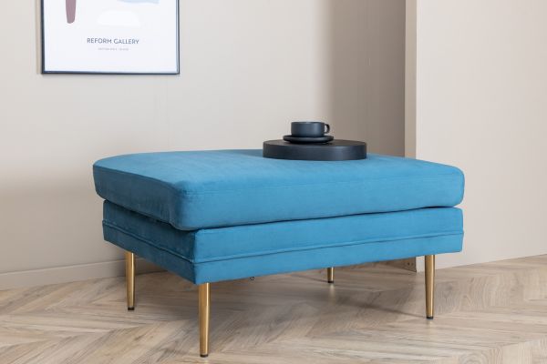 Imagine Translați complet Boom Ottoman - Brass / Blue Velvet