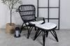 Imagine Ella Lounge Chair - ratan NEGRU / Cushion Offwhite. incl. Ottoman