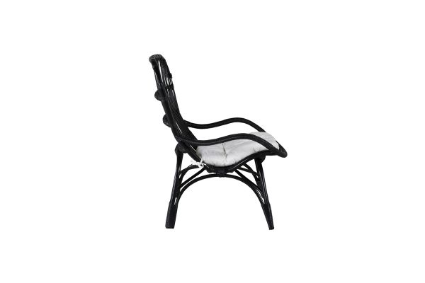 Imagine Ella Lounge Chair - ratan NEGRU / Cushion Offwhite. incl. Ottoman