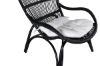 Imagine Ella Lounge Chair - ratan NEGRU / Cushion Offwhite. incl. Ottoman