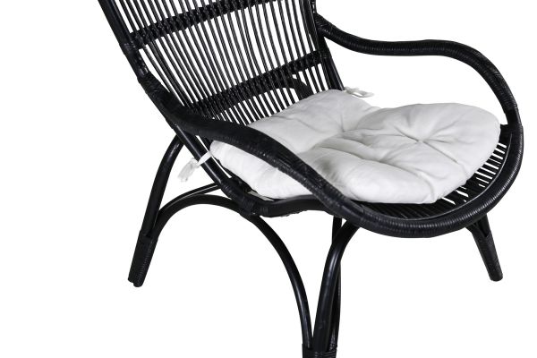 Imagine Ella Lounge Chair - ratan NEGRU / Cushion Offwhite. incl. Ottoman