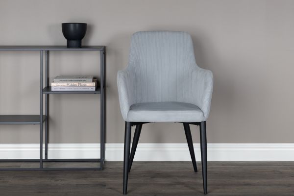 Imagine Vă rugăm să traduceți complet: Comfort Dining Chair - Black Legs / Light Grey Cordutoy