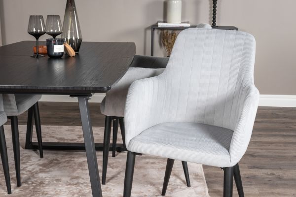 Imagine Vă rugăm să traduceți complet: Comfort Dining Chair - Black Legs / Light Grey Cordutoy