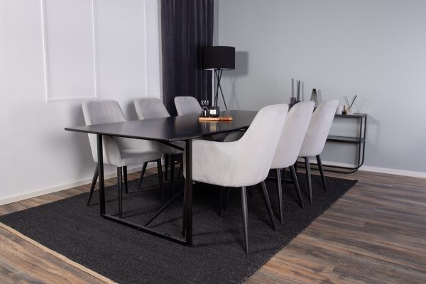 Imagine Vă rugăm să traduceți complet: Comfort Dining Chair - Black Legs / Light Grey Cordutoy