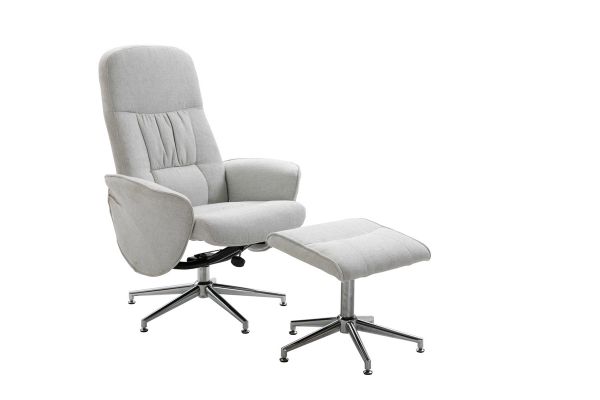 Imagine Fotoliu cu recliner Rolf cu otoman, material gri