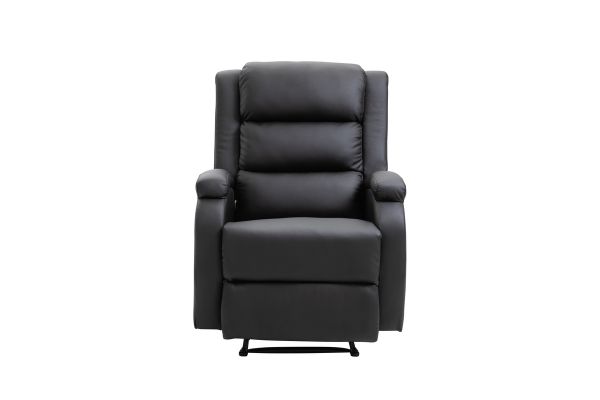 Imagine Recliner-ul Bengt cu Ottoman, din piele neagră PU