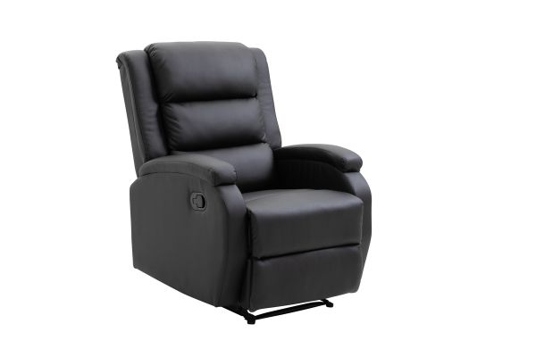 Imagine Recliner-ul Bengt cu Ottoman, din piele neagră PU