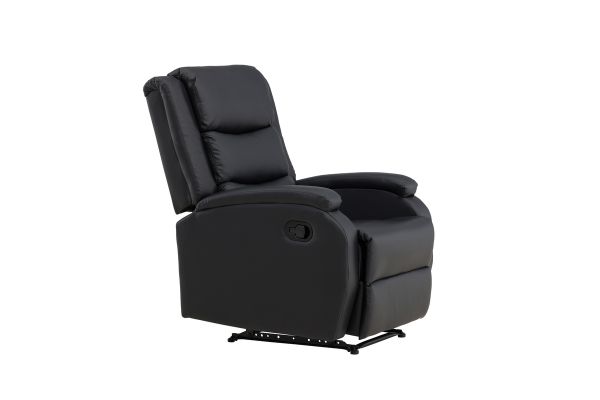 Imagine Recliner-ul Bengt cu Ottoman, din piele neagră PU