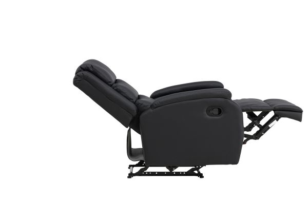 Imagine Recliner-ul Bengt cu Ottoman, din piele neagră PU