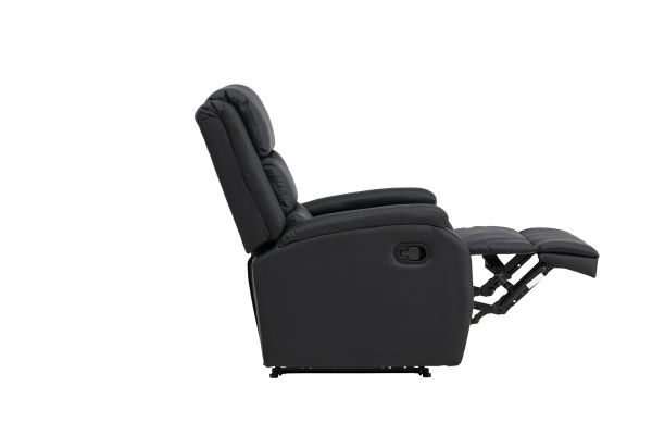 Imagine Recliner-ul Bengt cu Ottoman, din piele neagră PU