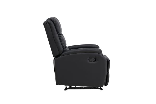 Imagine Recliner-ul Bengt cu Ottoman, din piele neagră PU