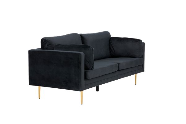 Imagine Sofa cu 3 locuri Boom - Catifea - Negru