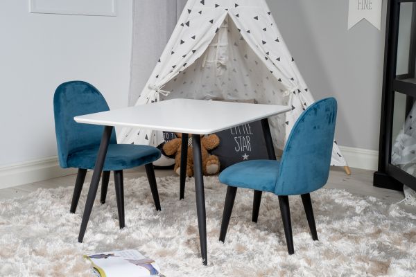 Imagine Scaun pentru copii complet tapitat Velvet Dining Chair XXS - Albastru Velvet