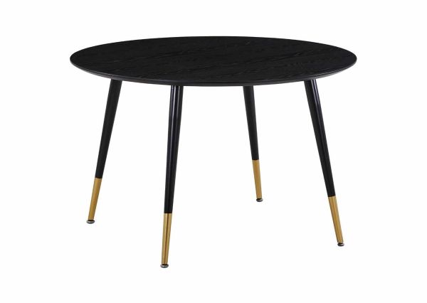 Imagine Masa de dining Dipp - 115cm - Furnir negru / picioare negre cu aramă