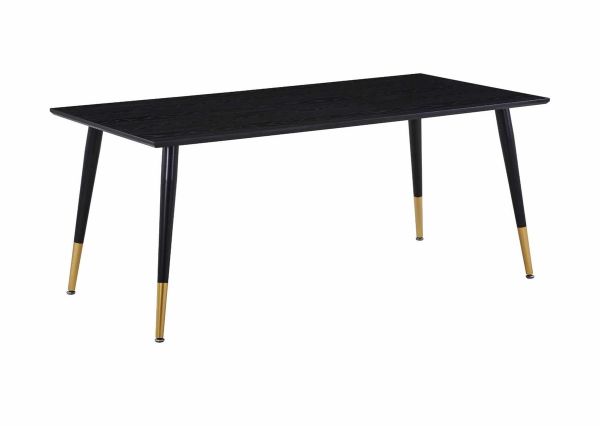 Imagine Masa de dining Dipp - 180*90cm - Furnir negru / picioare negre cu alama dipp