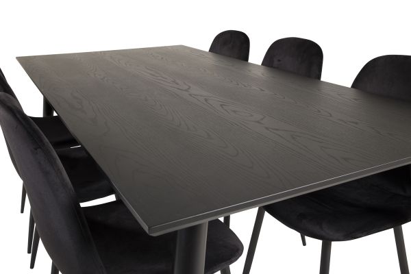 Imagine Masa de dining Dipp - 180*90cm - Furnir negru / picioare negre cu alama dipp