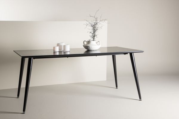 Imagine Masa de dining Dipp - 180*90cm - Furnir negru / picioare negre