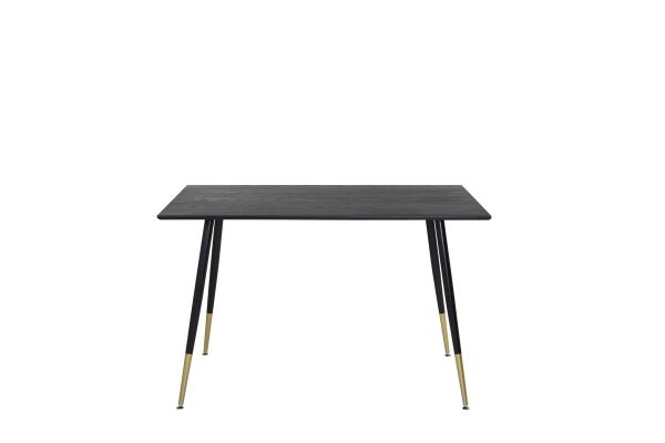 Imagine Masa de dining Dipp - 120 cm - Furnir negru - Picioare negre cu placaj de alama dipp