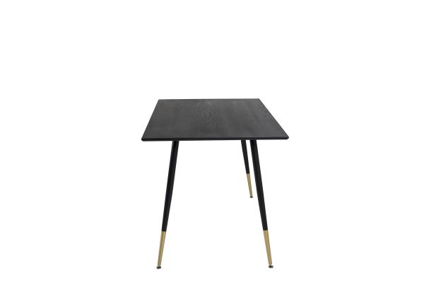 Imagine Masa de dining Dipp - 120 cm - Furnir negru - Picioare negre cu placaj de alama dipp