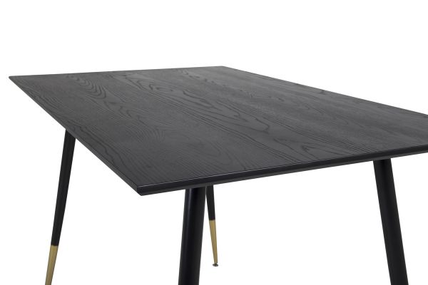 Imagine Masa de dining Dipp - 120 cm - Furnir negru - Picioare negre cu placaj de alama dipp