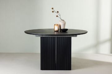 Imagine Masa de dining extensibilă Matilda φ130/180 - Negru / MDF cu furnir