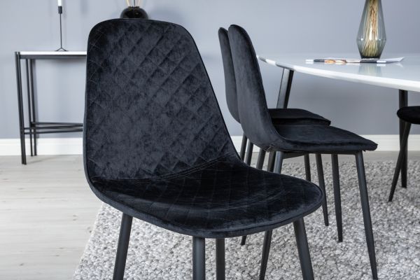 Imagine Set de 2 scaune de dining Polar Diamond - picioare negre - catifea neagra