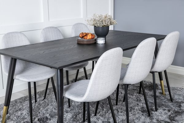 Imagine Set de 2 scaune de dining Polar - Picioare negre - Material gri deschis