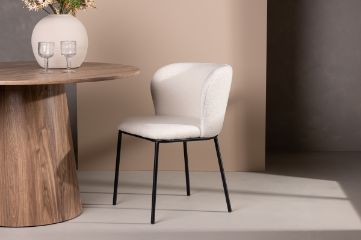 Imagine Setul de 2 scaune de dining Edina - Negru / Alb Boucle