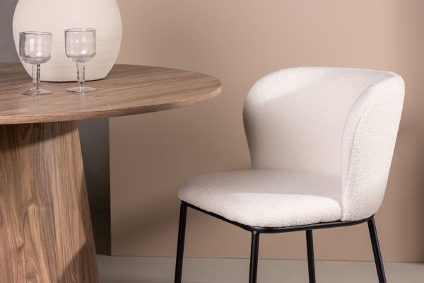 Imagine Setul de 2 scaune de dining Edina - Negru / Alb Boucle