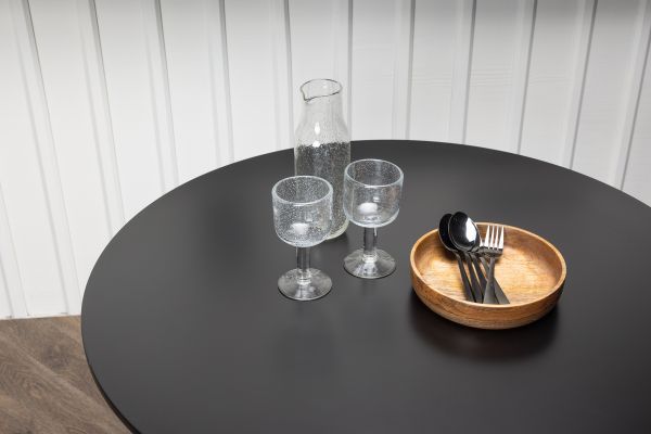 Imagine Masa de dining Polar ø90 - Aspect de stejar închis / MDF negru