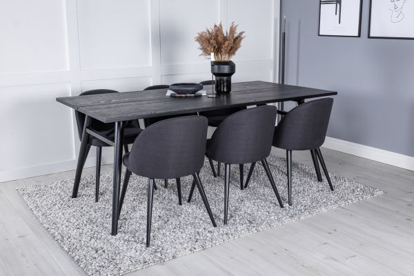 Imagine Set de 2 scaune de dining Velvet - picioare negre - material negru