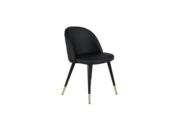 Imagine Setul de 2 scaune pentru dining Velvet cu detaliu in metal brass si cusaturi in spate - Negru / PU