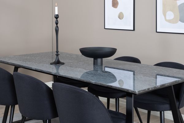 Imagine Masa de dining Estelle 200*90 Marmura Neagra / Picioare Negre