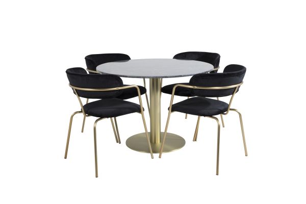 Imagine Estelle Dining Table rotund de 106cm Marmură Gri / Cupru