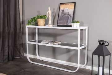 Imagine Rocker Side Table - White / Grey smokey glass