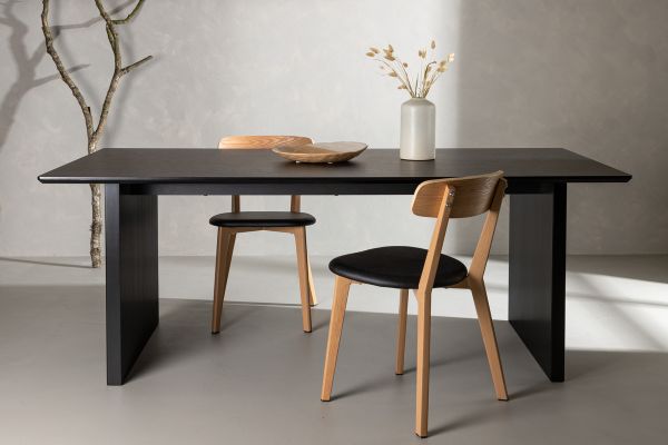 Imagine Masa de dining Vail - Negru / MDF Negru Fumat