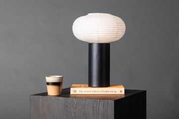 Imagine Lampa de masă Hovfjället 25cm - Negru / Hârtie de orez