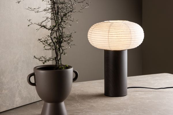 Imagine Vă rugăm să traduceți complet Lampa de masă Hovfjället de 25 cm - Furnir de stejar / Hârtie de orez