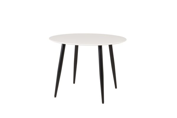 Imagine Masa rotunda de dining Plaza de 100cm - MDF alb / picioare negre