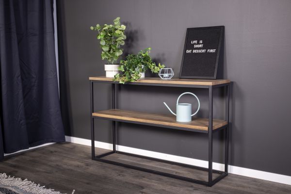 Imagine Rise Side Table Double - Black / Vintage Teak -look