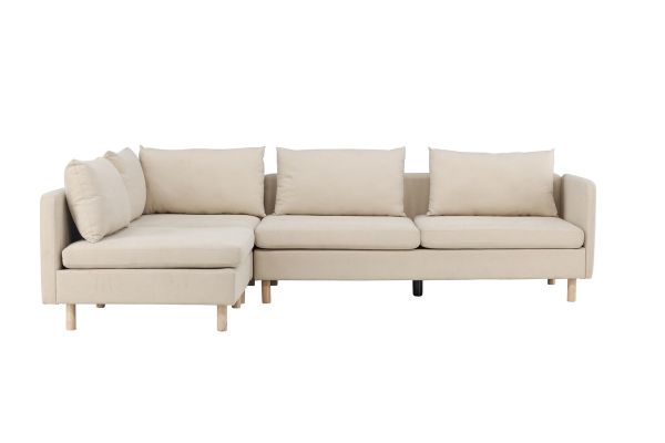 Imagine Colțar Sofa Zero - Aspect de lemn / material textil bej