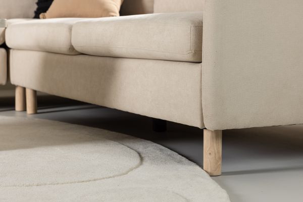 Imagine Colțar Sofa Zero - Aspect de lemn / material textil bej