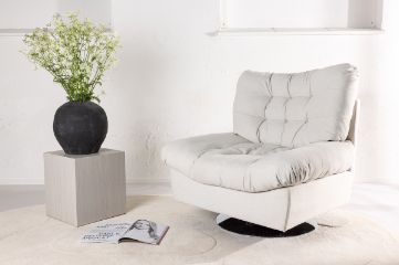 Imagine Vă rugăm să traduceți complet Florens Single Sofa - Crom / Ţesătură alb mat