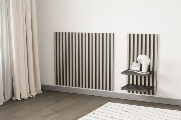 Imagine Panou de perete Toulon - Noptiera L40,5 x Î80 x A2,8 - Negru/Whitewash / MDF